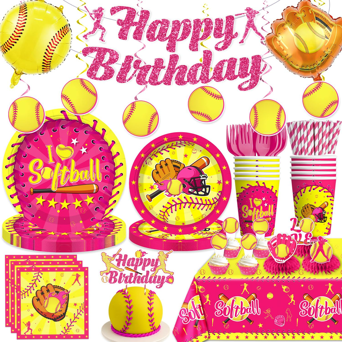 Wellspar softball banner creates a vibrant party backdrop for photos