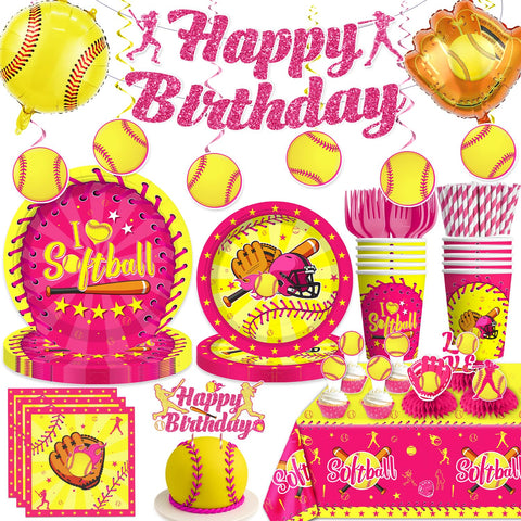 Wellspar softball banner creates a vibrant party backdrop for photos