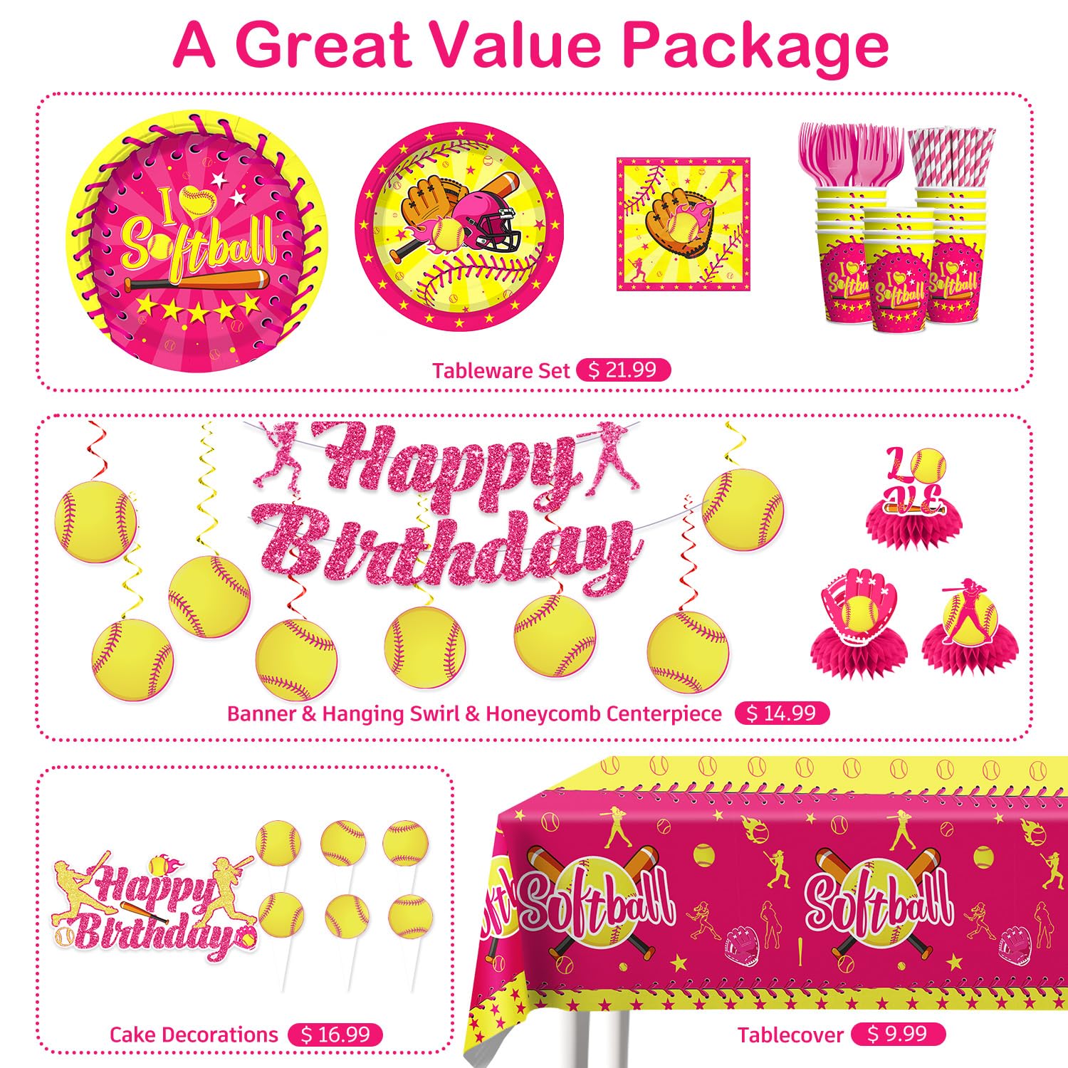 Wellspar softball centerpiece adds focal flair to the party tables