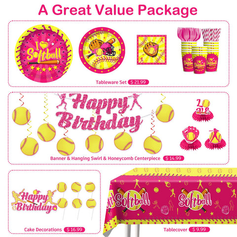 Wellspar softball centerpiece adds focal flair to the party tables