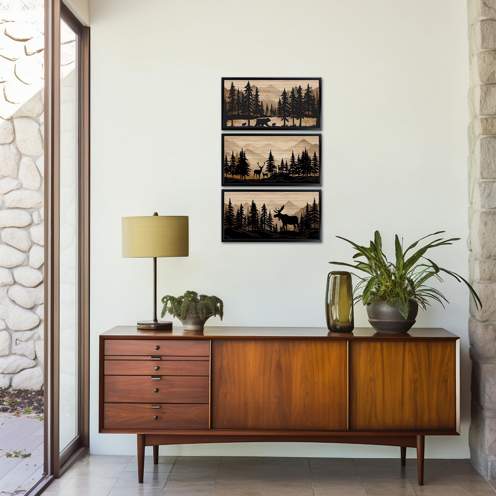 WELMECO Woodland scene wall art offers a serene nature touch.