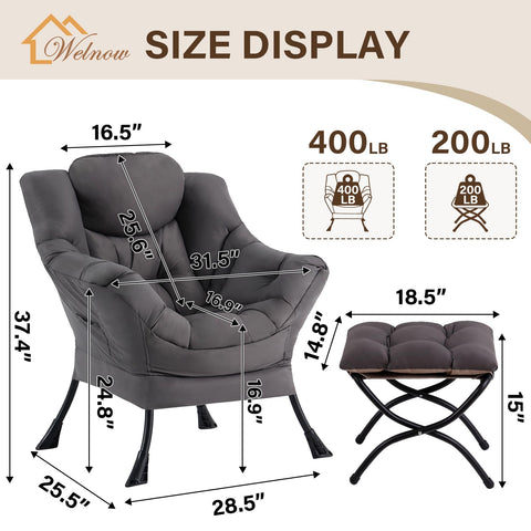 Welnow Lazy Chair ottoman-foldable footstool for convenient storage
