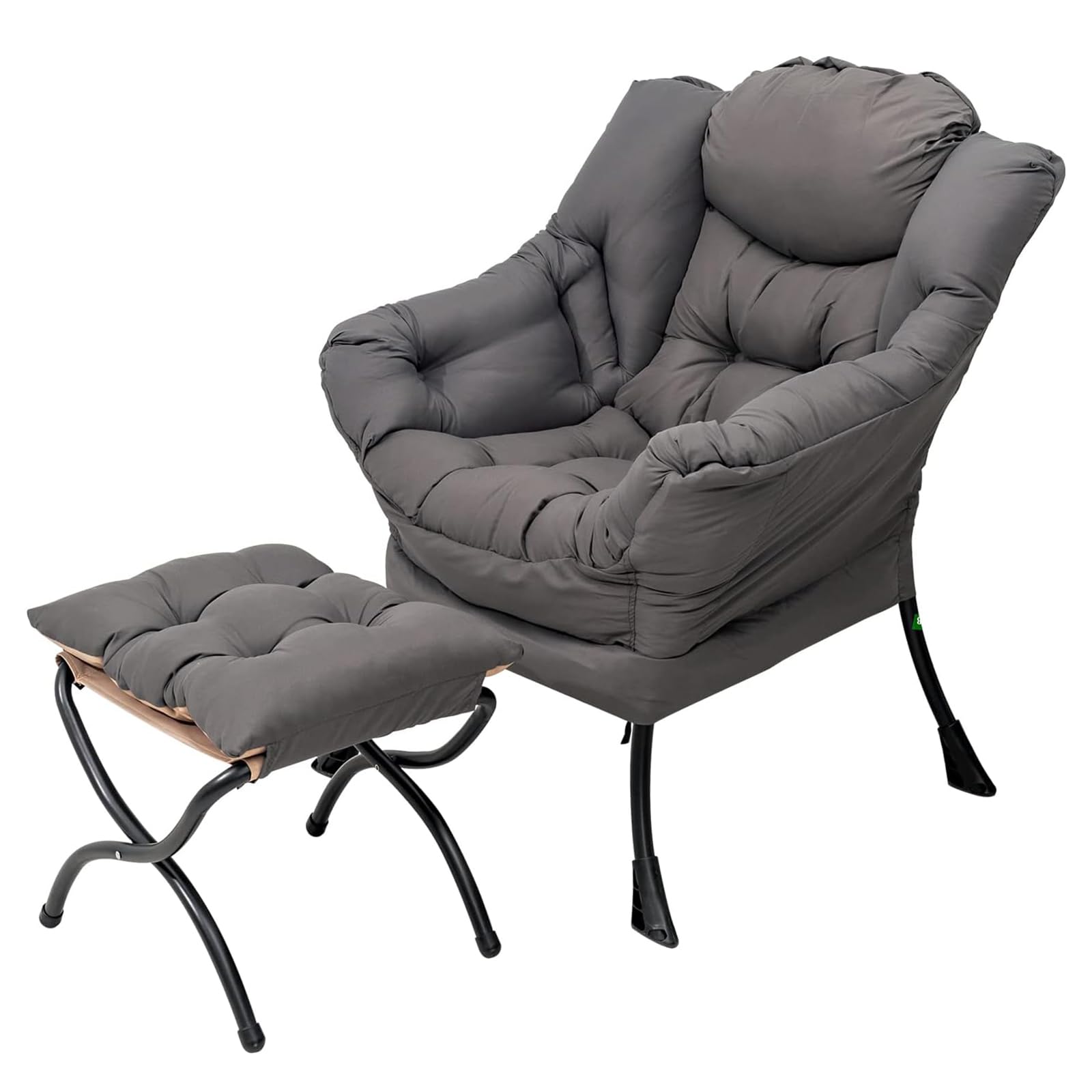 Welnow Lazy Chair with Ottoman front view showing cozy back support for reading