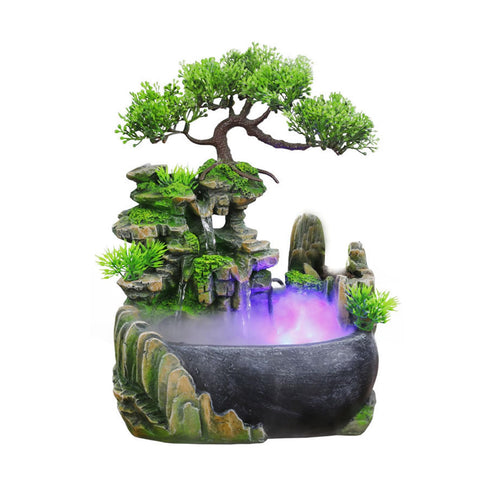 WEMAKMAK 11-Inch tabletop fountain front view enhances desk decor with calming waterfall sound.