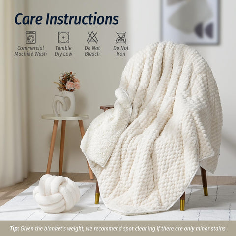 Wemore blanket ready for machine wash and low tumble dry for easy care.