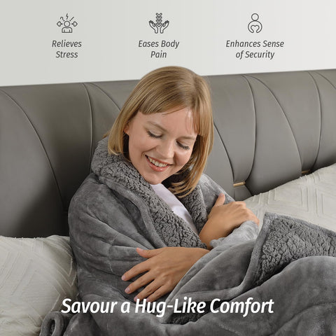 Wemore Sherpa Fleece double-side grey closeup shows velvety finish and uniform color.