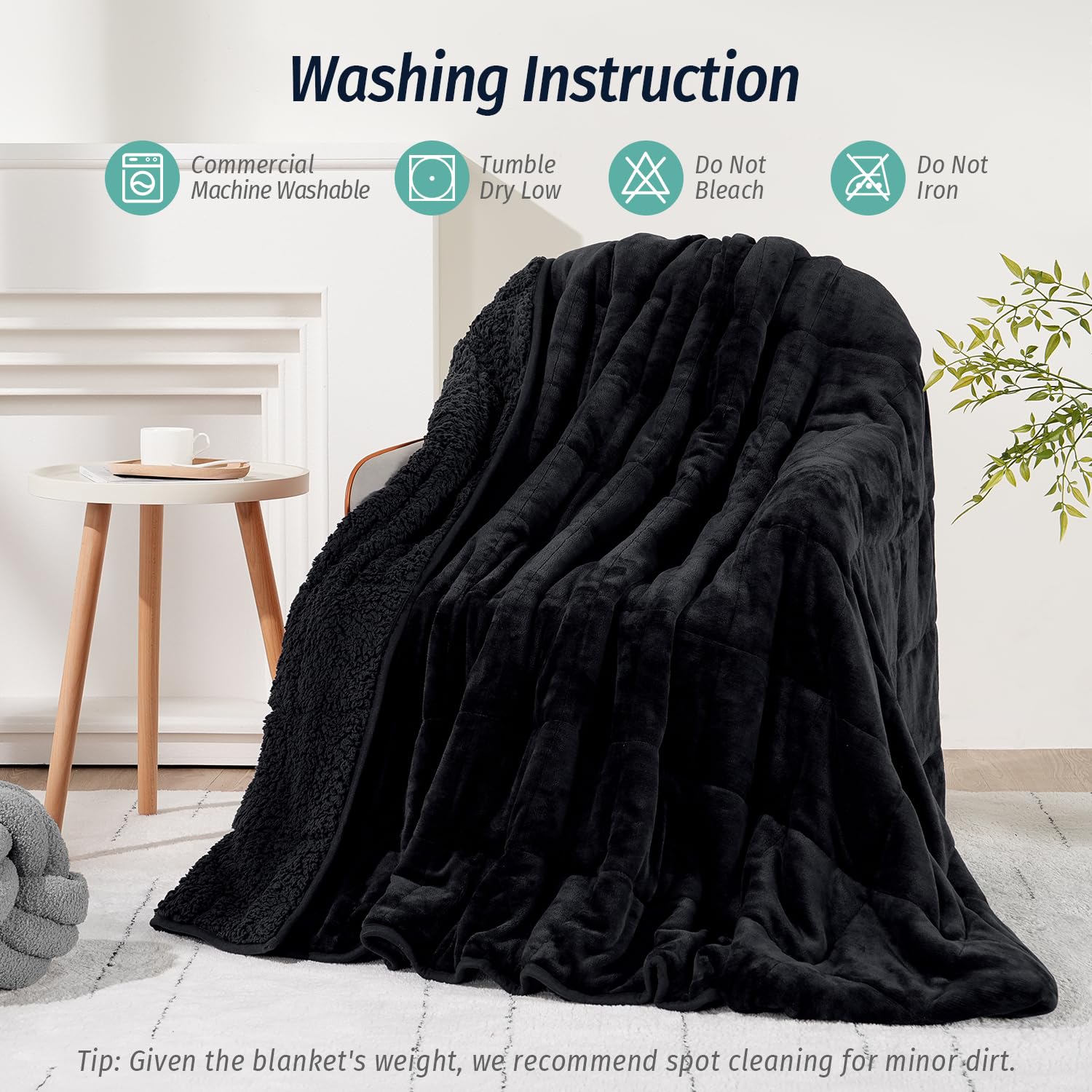 Wemore 15 lb blanket on black background ready for cozy nights.