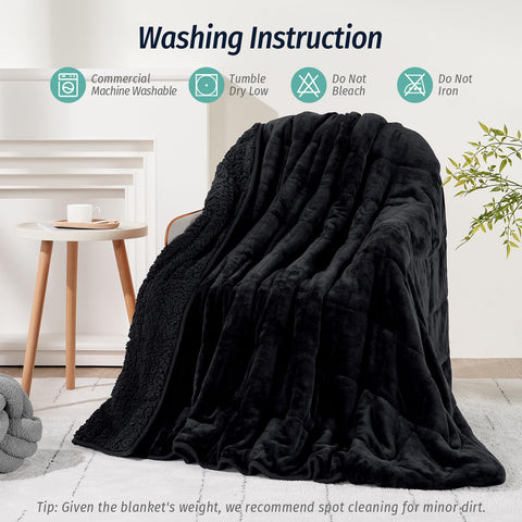 Wemore 15 lb blanket on black background ready for cozy nights.