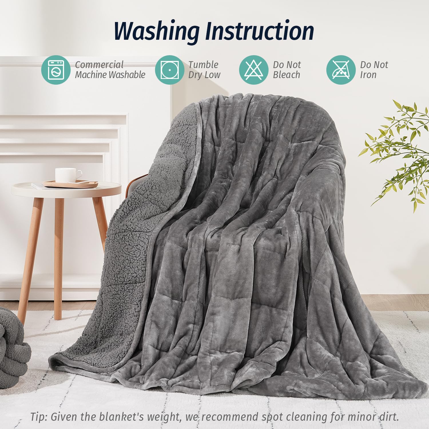 Wemore weighted blanket folded to show durable fabric texture