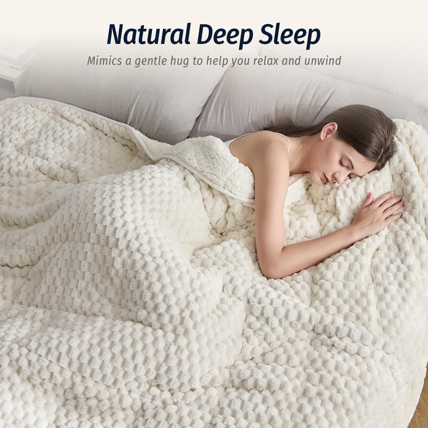 Wemore weighted blanket with 3D jacquard pattern adds stylish warmth.