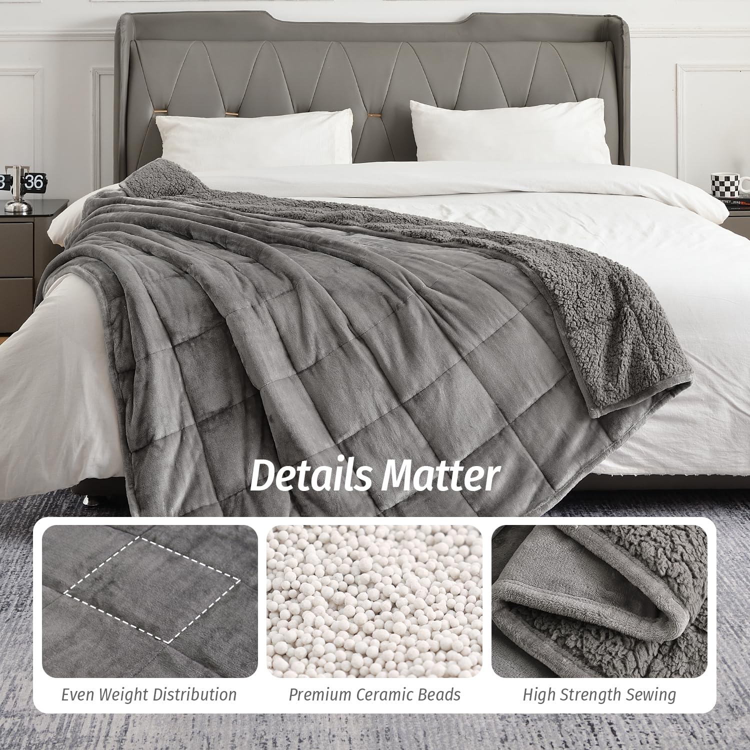 Wemore weighted blanket folded on bed for easy cozy moments.