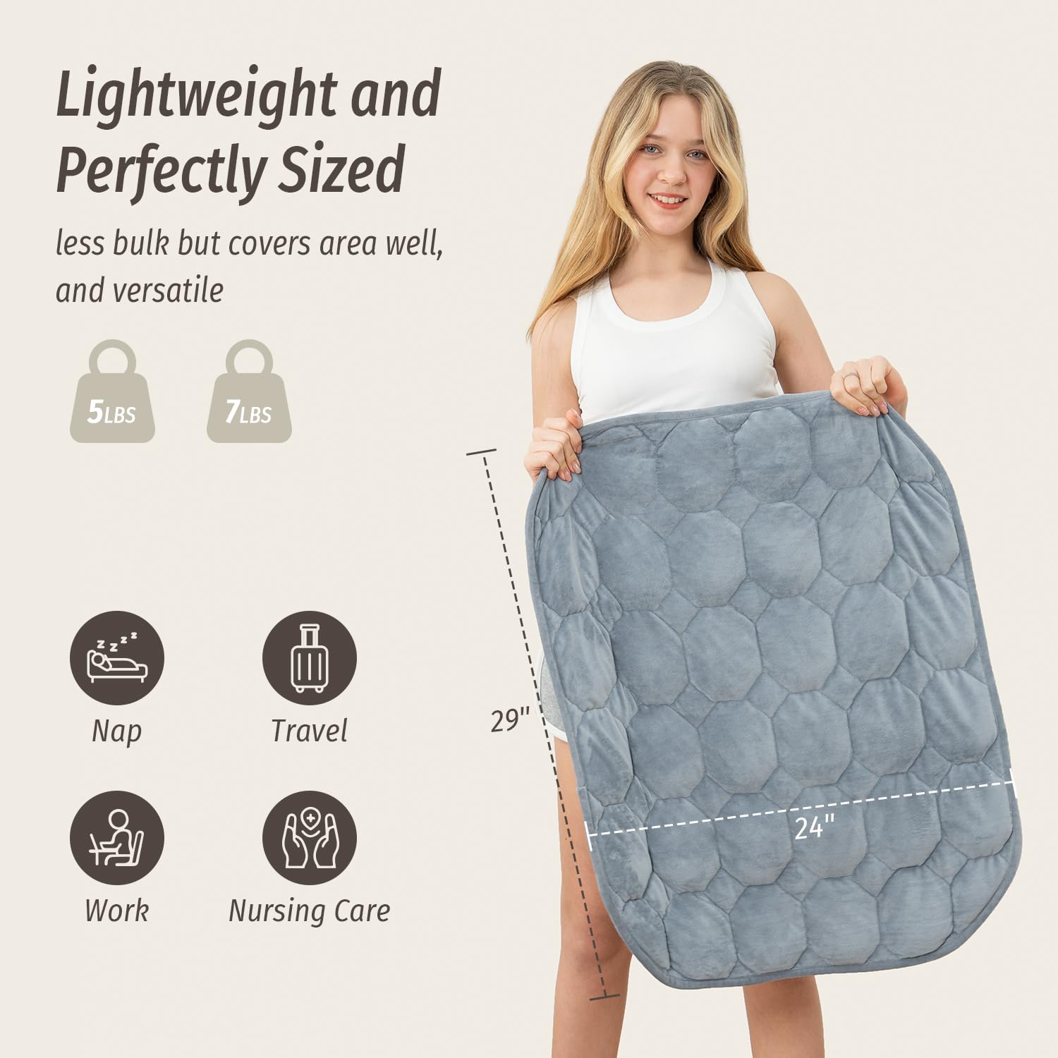 Wemore weighted lap blanket in use demonstrating calming pressure for focus