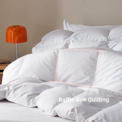 WENERSI king comforter on bed highlights even heat distribution via 3D baffle-box design