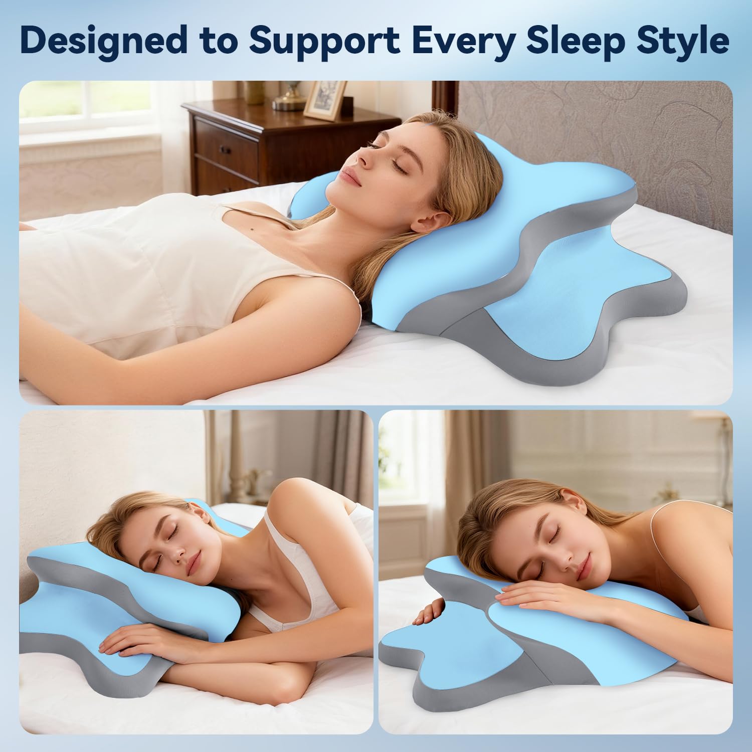 WENGTY queen-size pillow on bed for easy setup with standard cases.