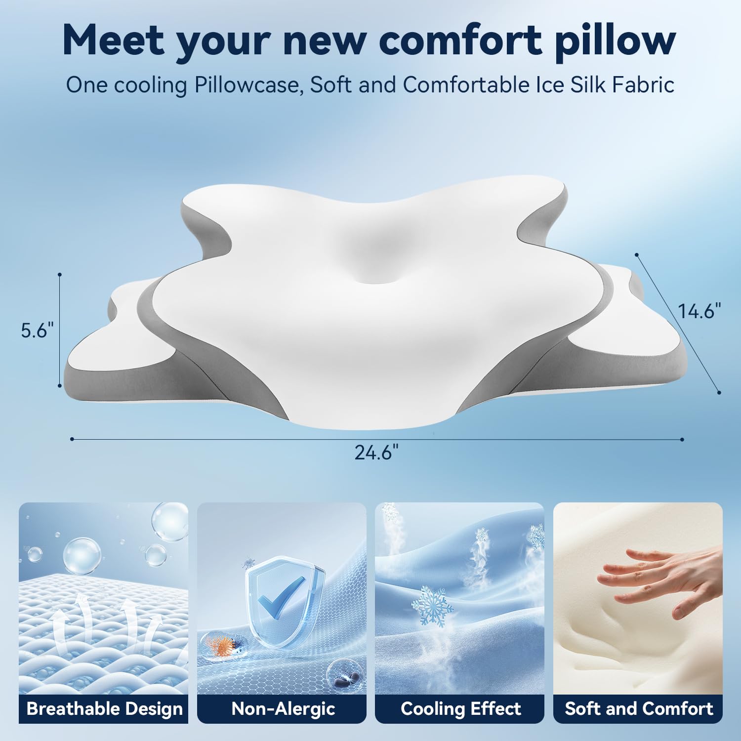 WENGTY Sleep Apnea Pillow back sleep position demonstrates contour fitting for spinal alignment.