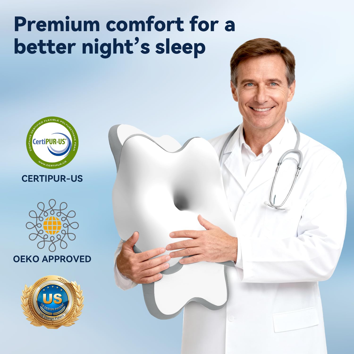 WENGTY Sleep Apnea Pillow box packaging image conveys ready-to-use pillow arrival.