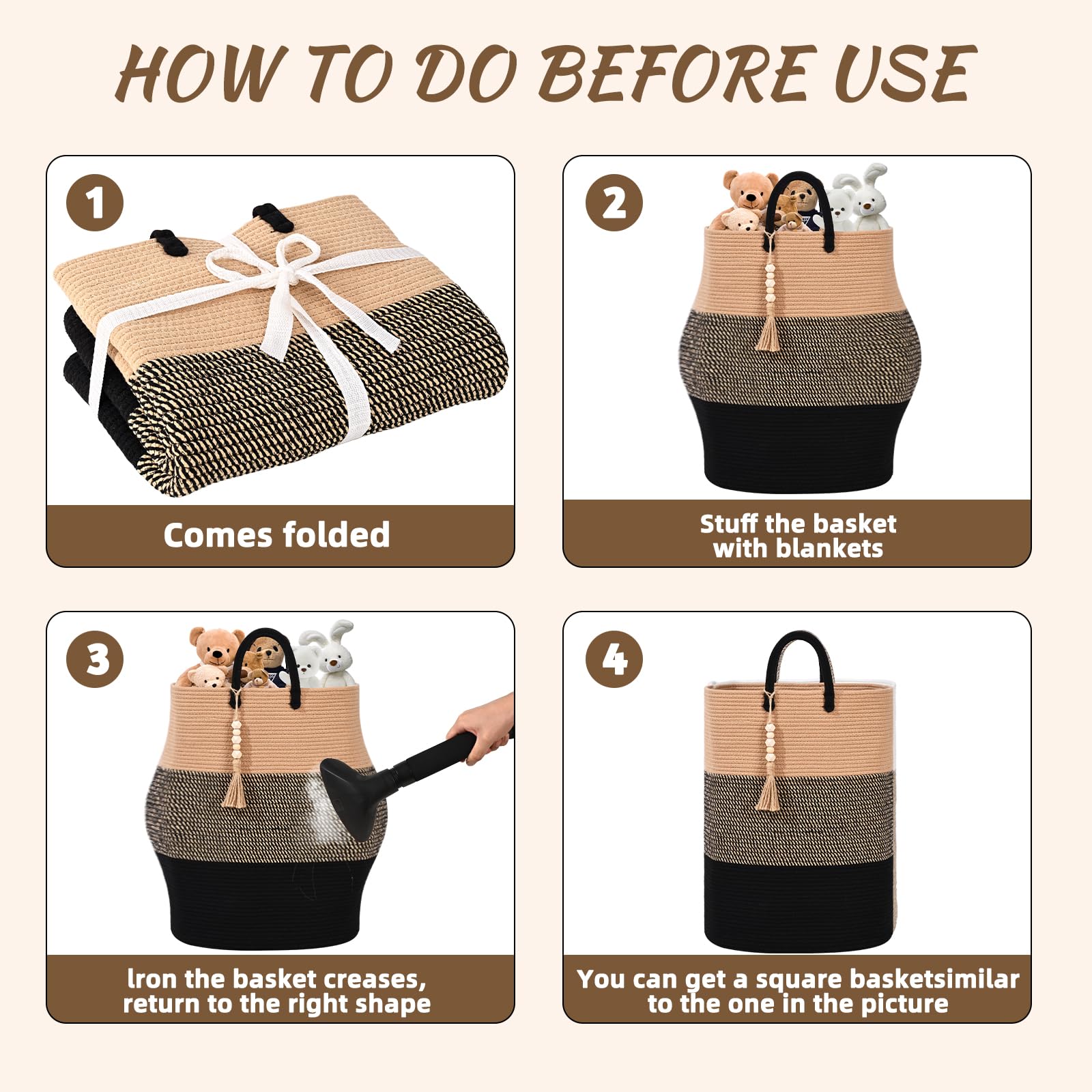 WENMER basket holds blankets and clothes while keeping shape.