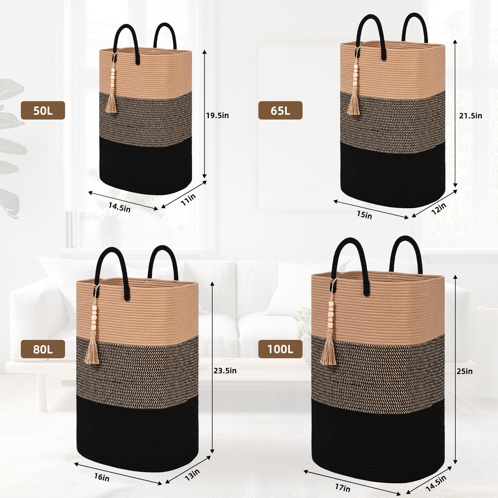 WENMER 65-liter basket in bedroom exemplifies spacious storage for clothes and toys.
