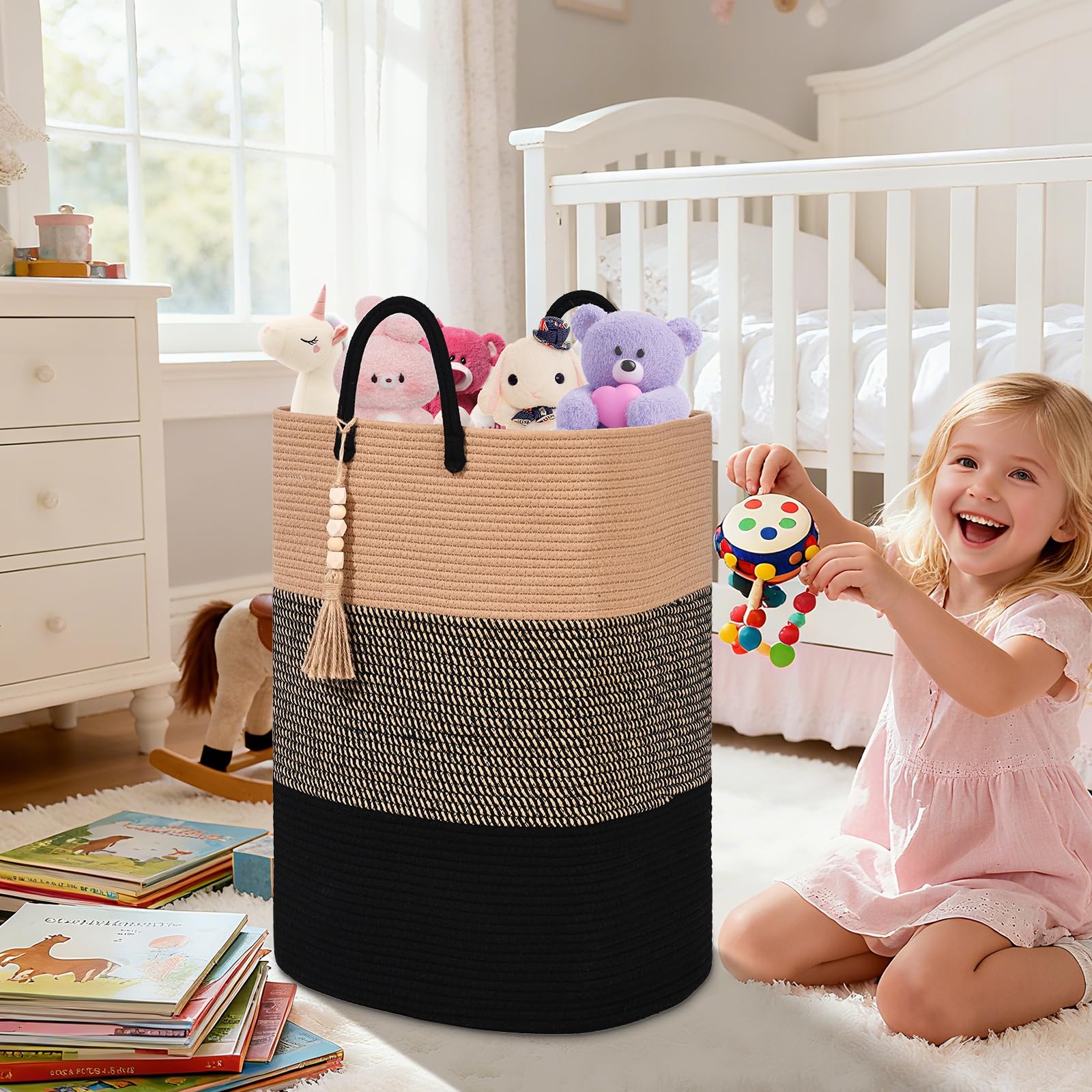 WENMER tall hamper stands within reach for quick laundry drops.