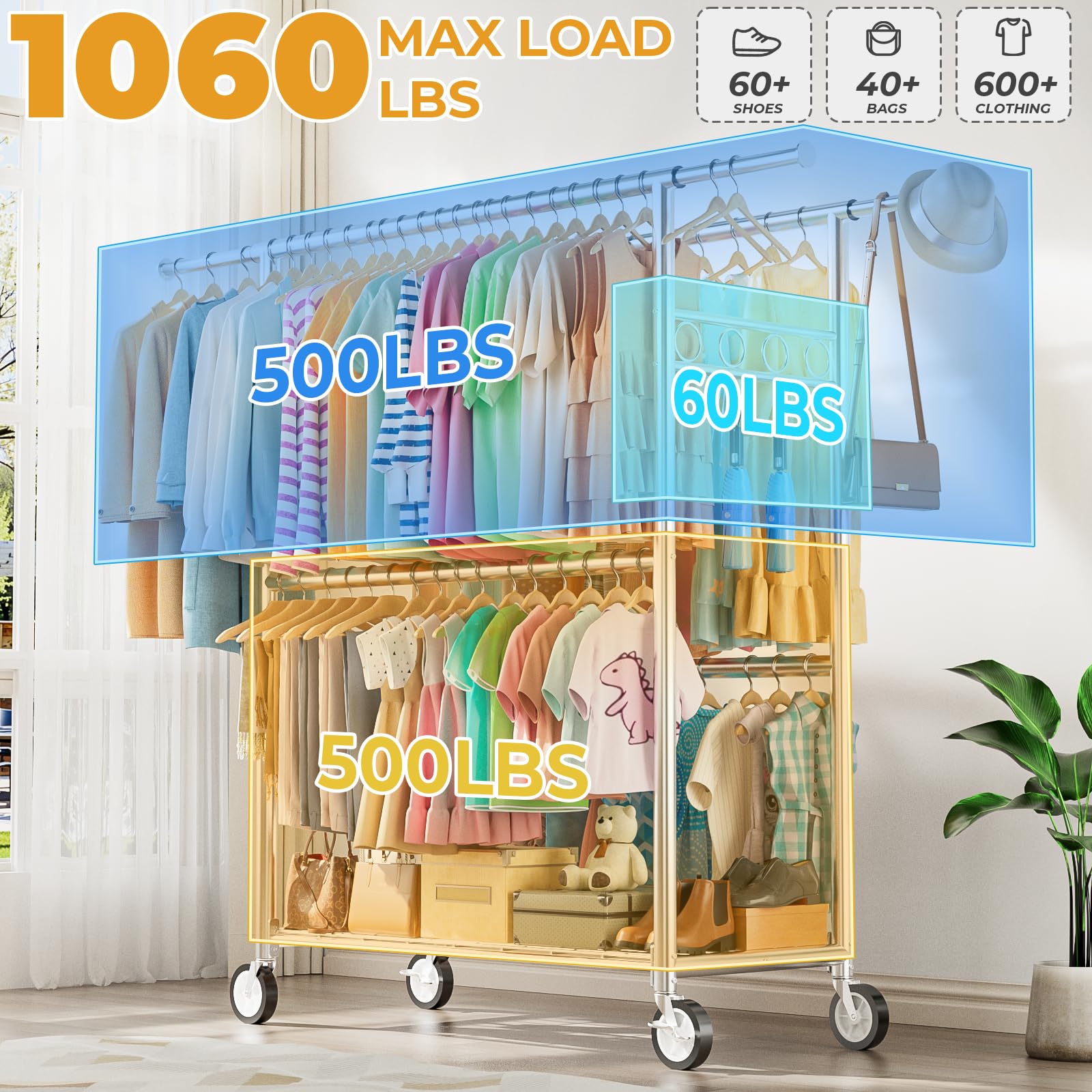 Wennop four-bar organization with eight hooks maximizes hanging space.