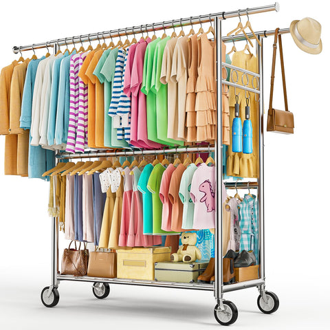 Wennop heavy-duty clothes rack front view demonstrates 1060 lb capacity for heavy garments.