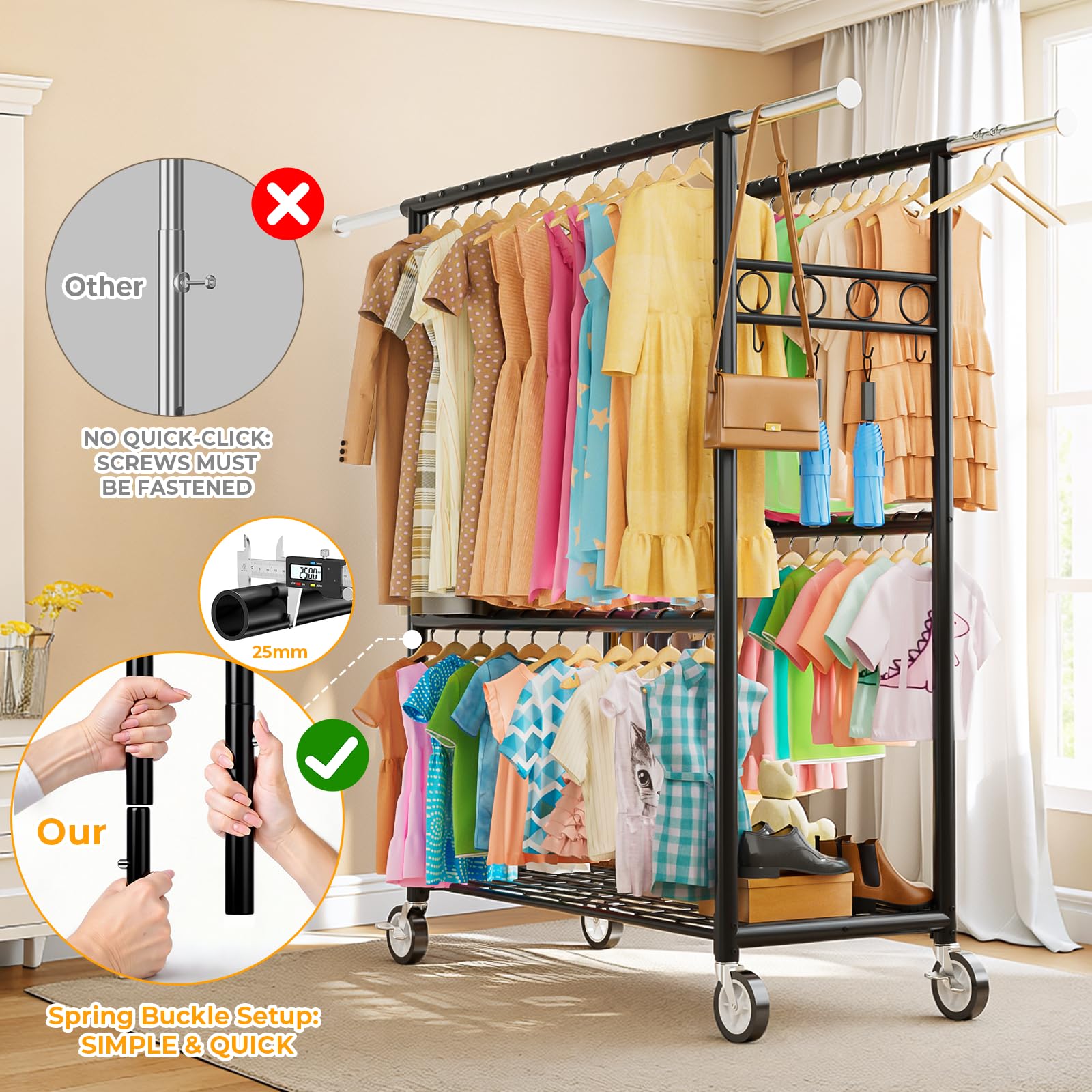 Wennop 3-inch locking casters ensure safe, quiet mobility