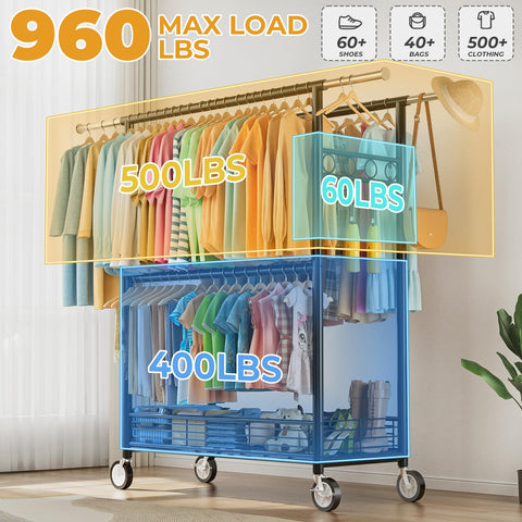 Wennop three-bar storage system with eight hooks organizes clothing efficiently