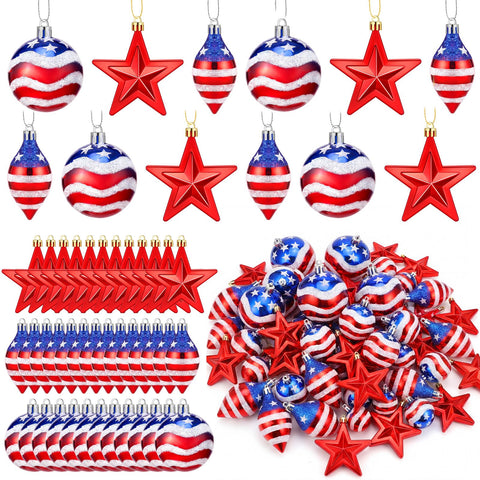 Wenqik 60pcs 4th of July star ornaments in blue and red for indoor outdoor decor
