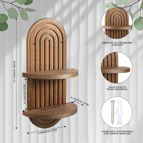 Wenqik boho wall shelves with rustic finish ideal for decorative accents.