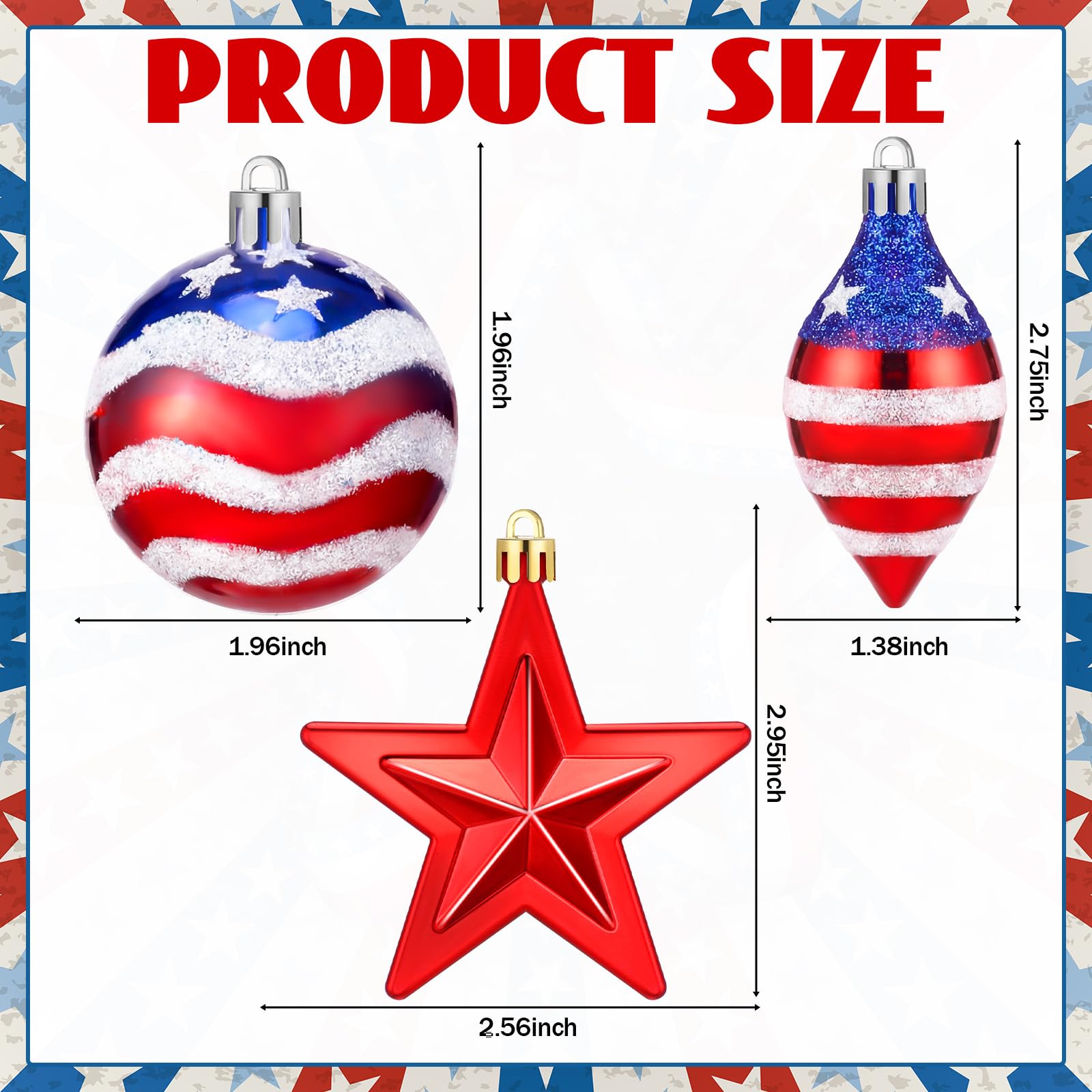 Wenqik patriotic star ornaments with glitter finish for festive tree display