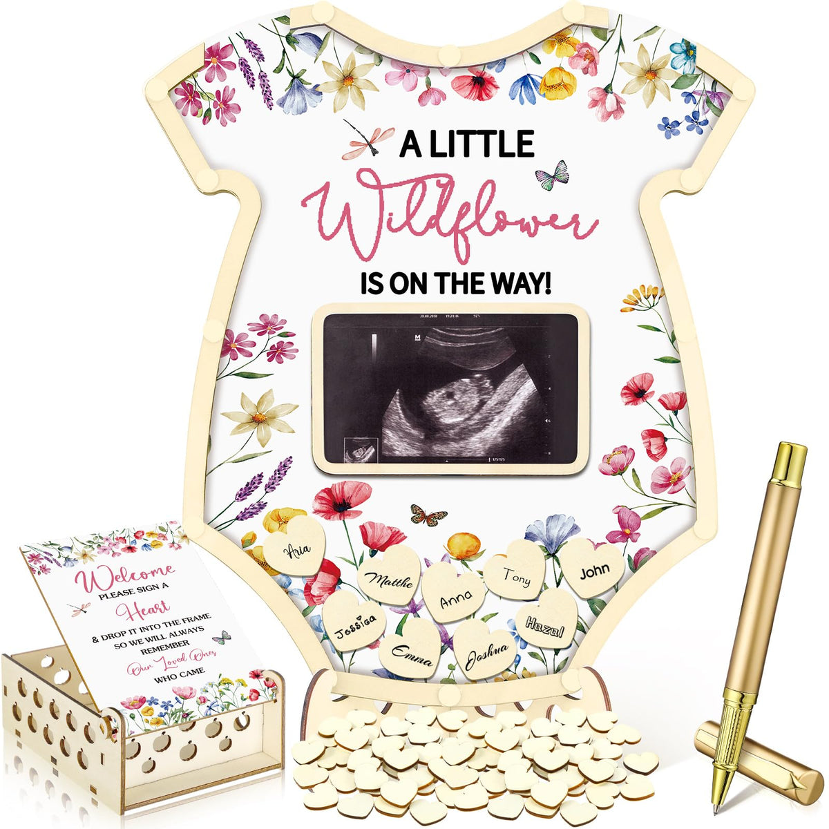 Wenqik wildflower frame on display stand for memorable guest photos