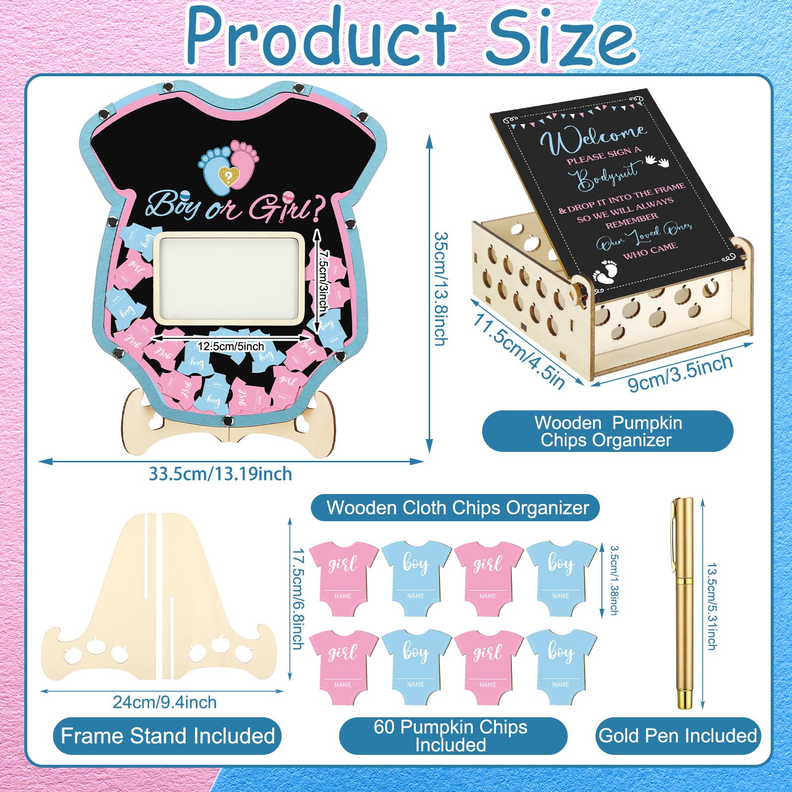 Wenqik pink-blue slices ideal for guest messages and memories.