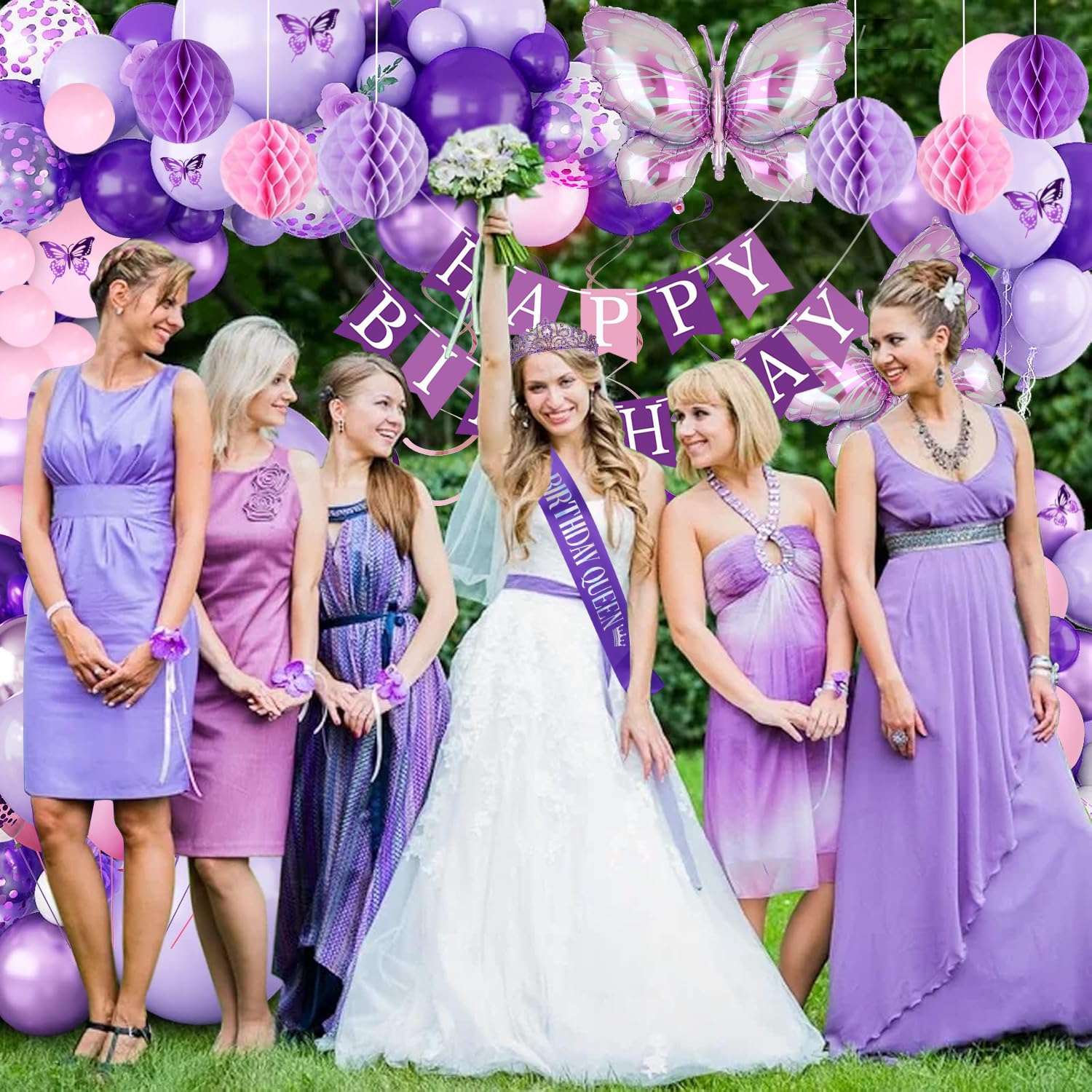 WEQTWL purple fringe curtain frames moments and adds depth.
