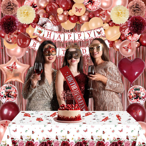 WEQTWL burgundy rose gold sash worn as elegant party accessory