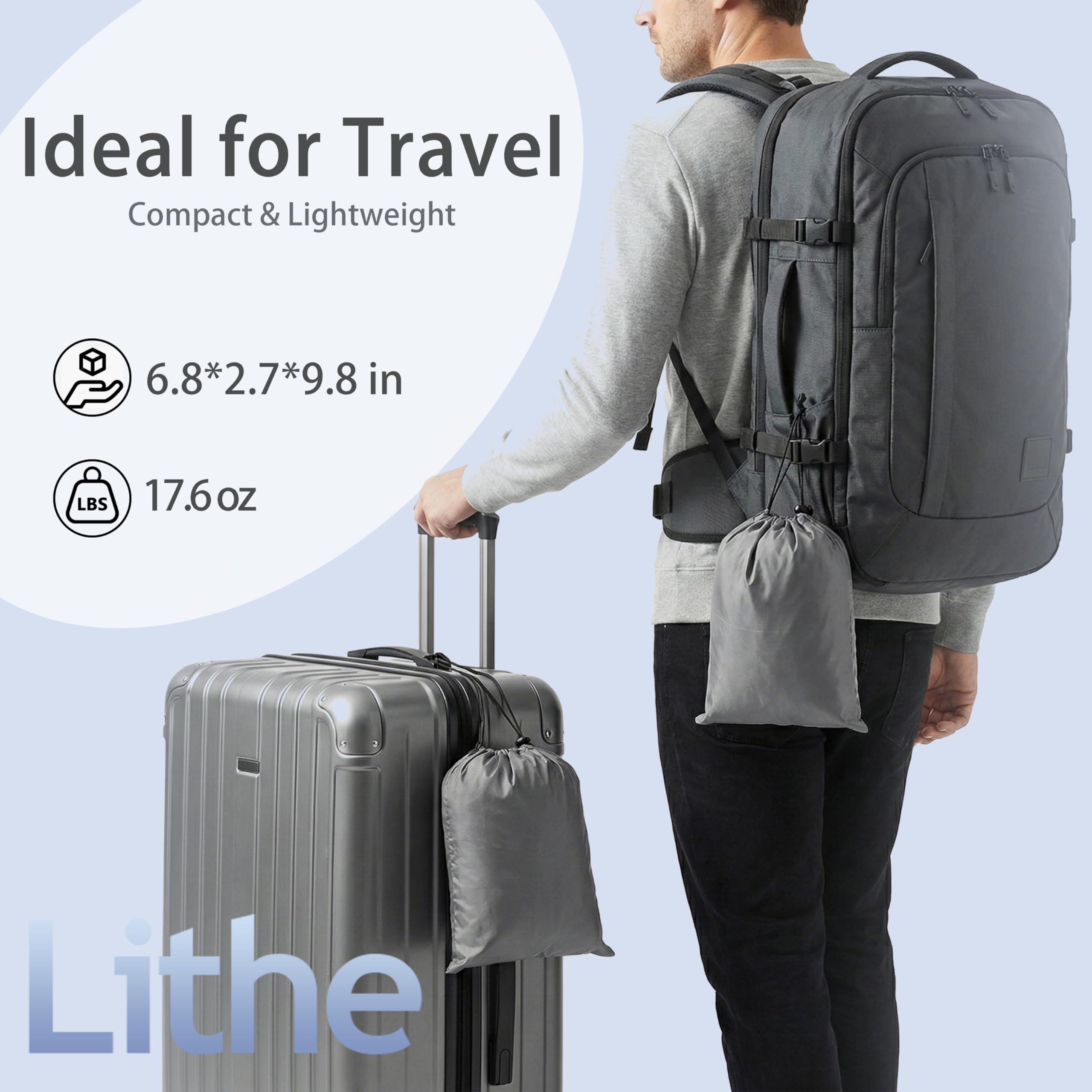 Werfeito grey 2-in-1 pillow suitable for home and travel