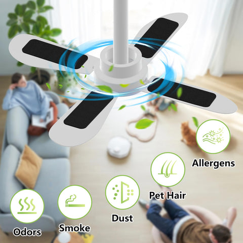 Easy-stick installation demo showing quick attachment to fan blades without tools.