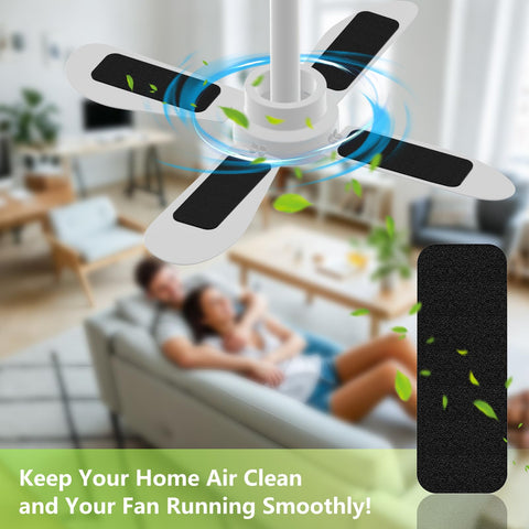Living room with ceiling fan after applying filters for fresher air.