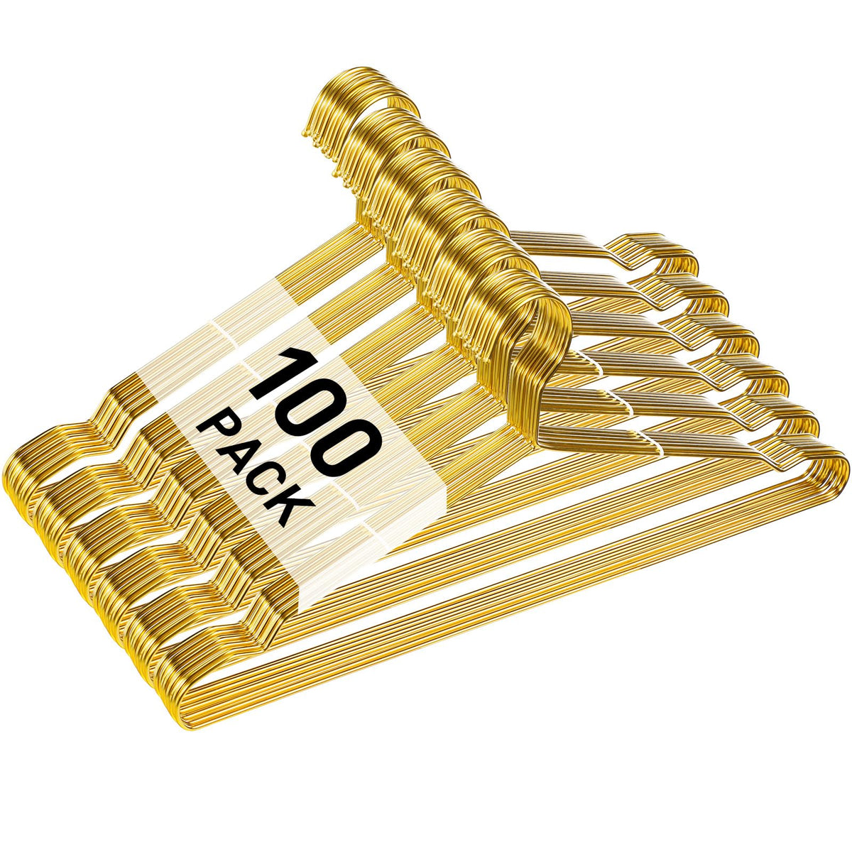 Wesiti 100-pcs gold wire hangers for compact closet organization and bulk storage