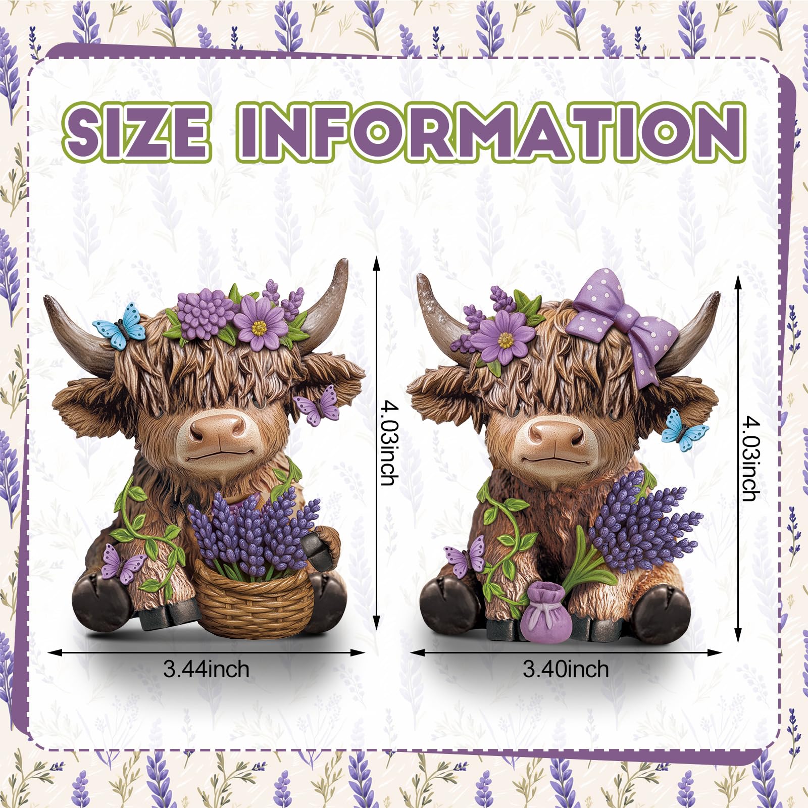 Wesiti lavender Highland cow figurine for tiered tray decor