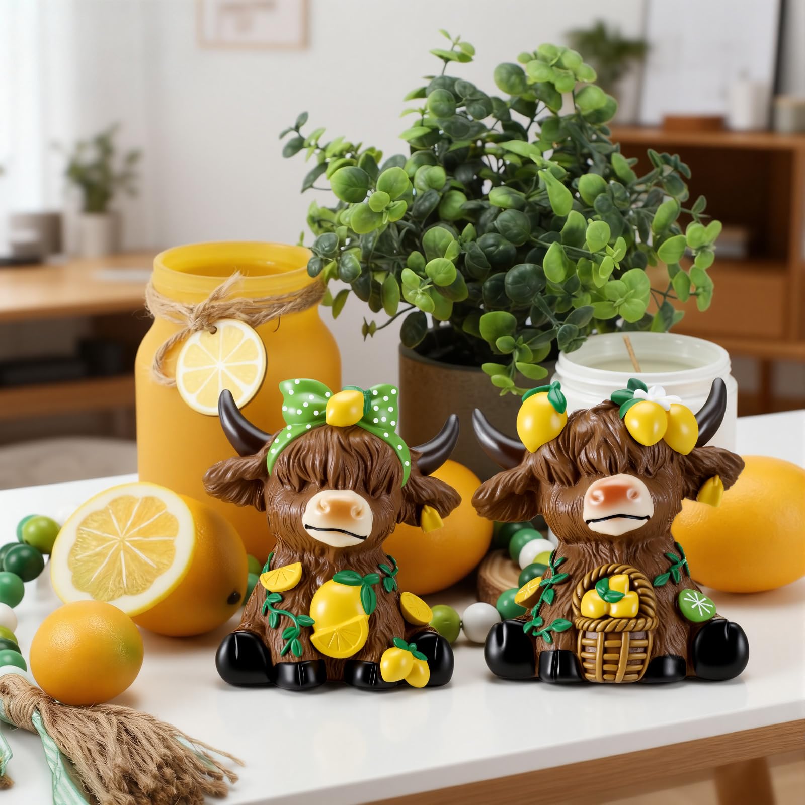 Wesiti lemon Highland cow decor brightening living room or kitchen