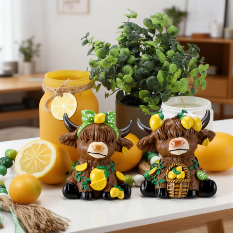Wesiti lemon Highland cow decor brightening living room or kitchen