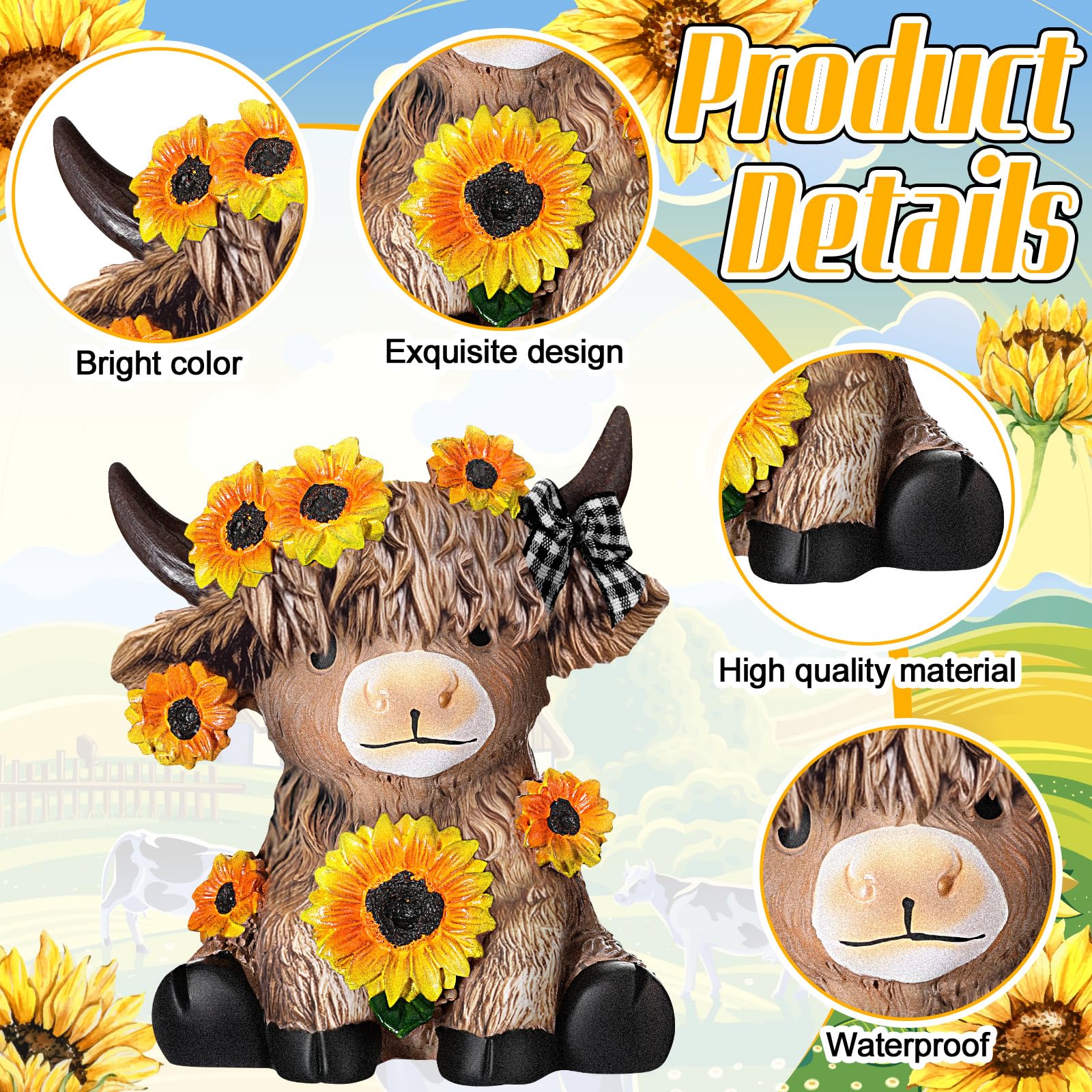 Wesiti two-piece cow statue set adds subtle rustic decor.