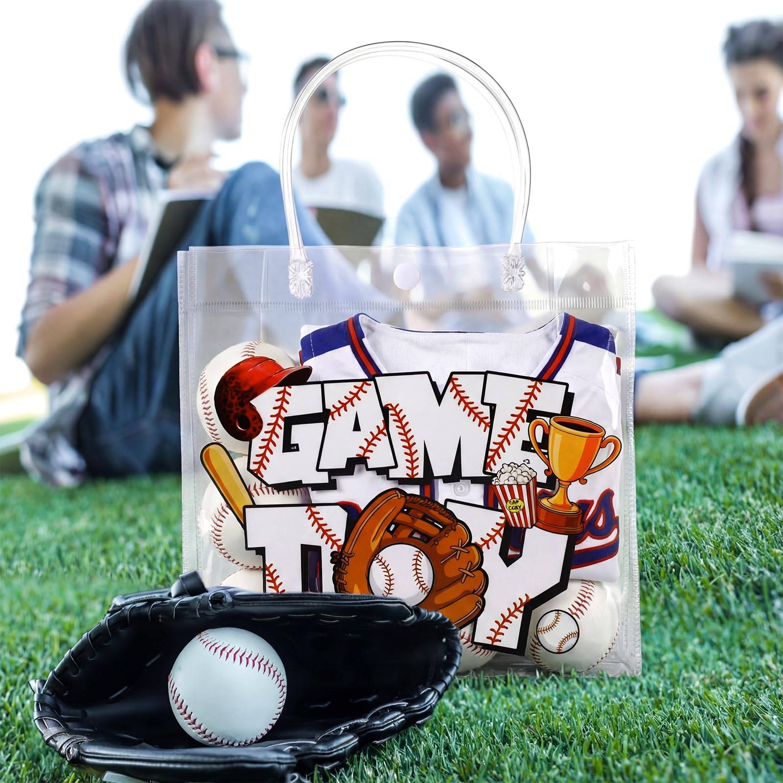 Wesnoy baseball gift bags with transparent handles for durable, reusable party favors.