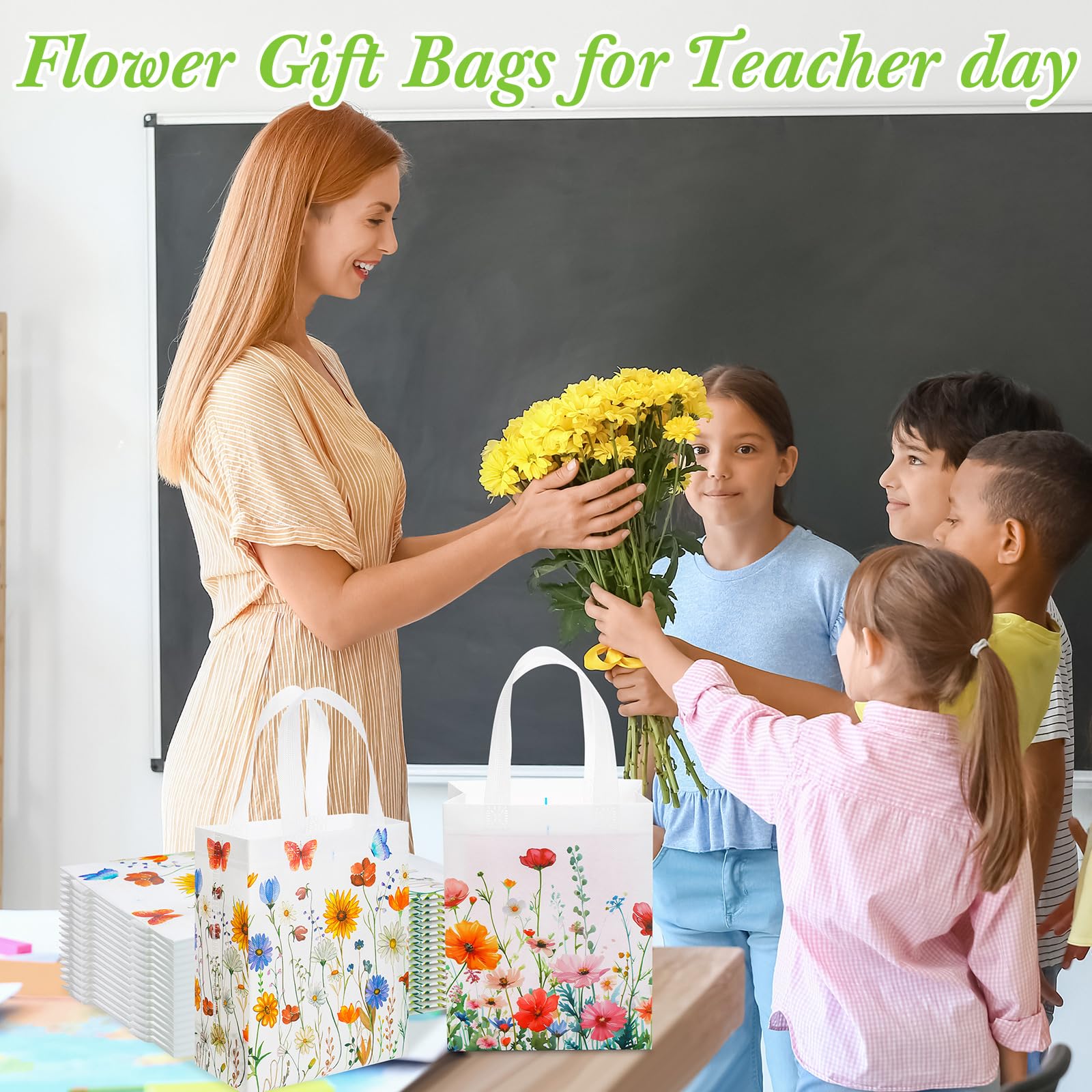 Wesnoy floral gift bag design B ideal for birthdays and eco-friendly gifting.