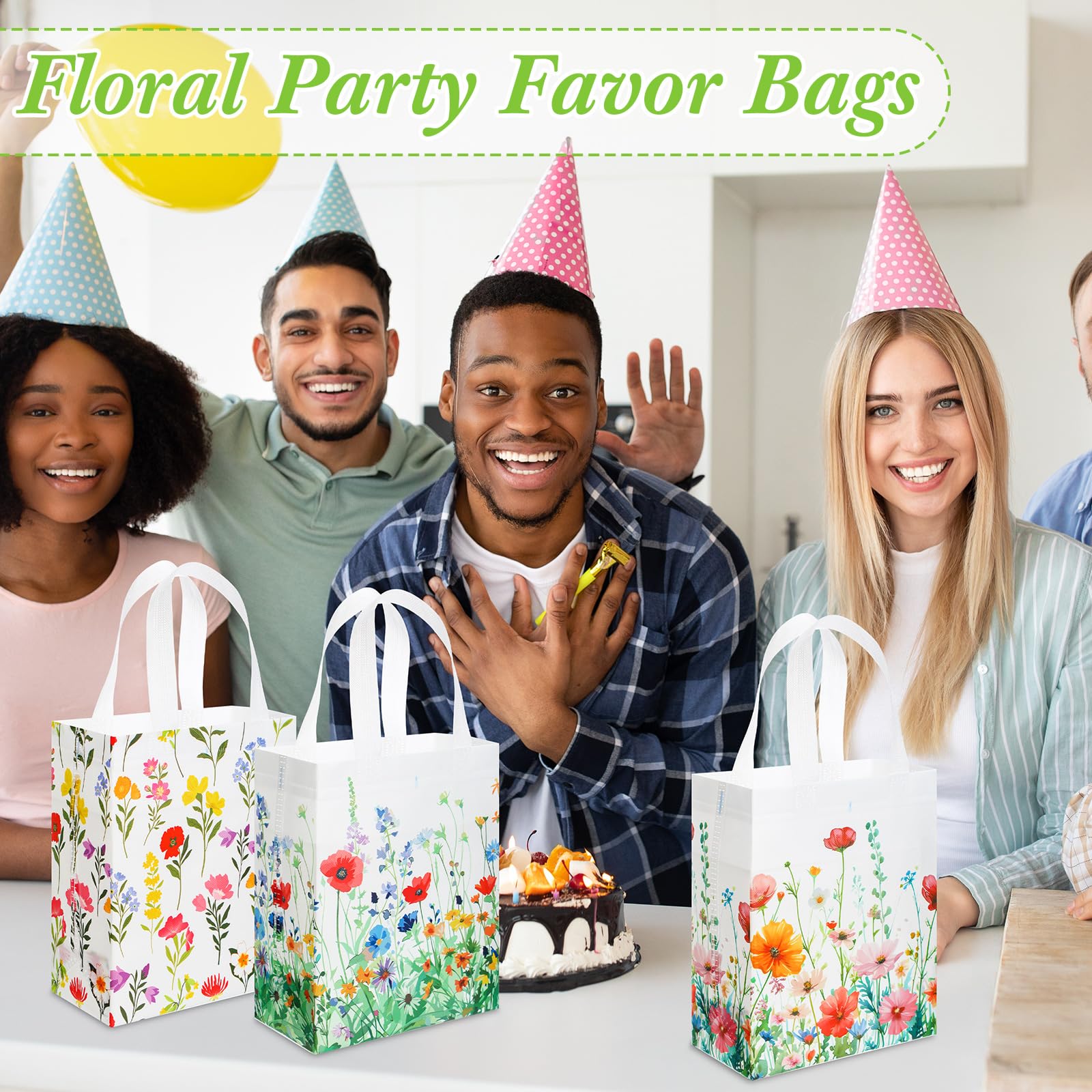 Wesnoy floral gift bag design D perfect for baby showers and keepsake sweets.