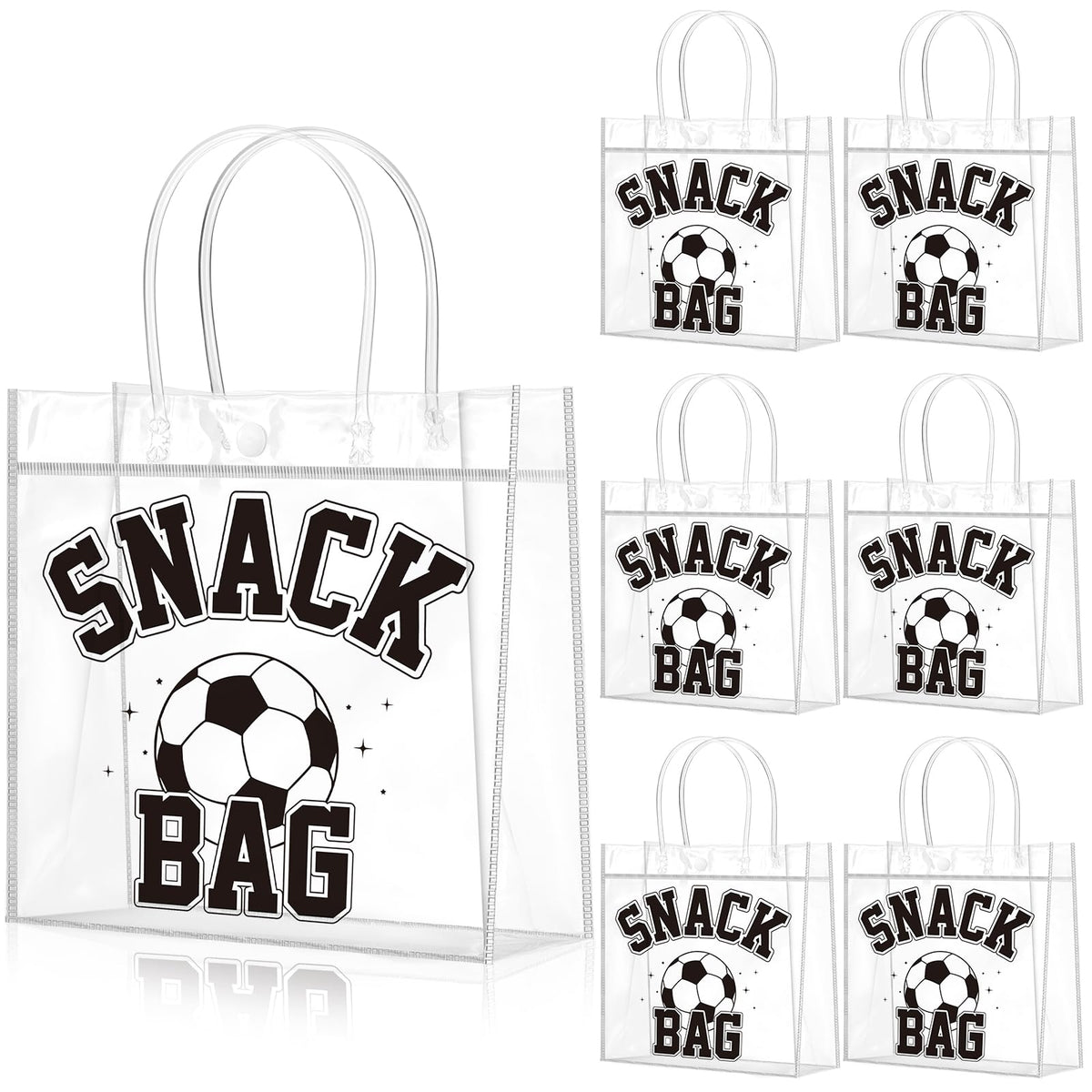 Wesnoy soccer snack bags with black handles for easy party favors and clean carrying.