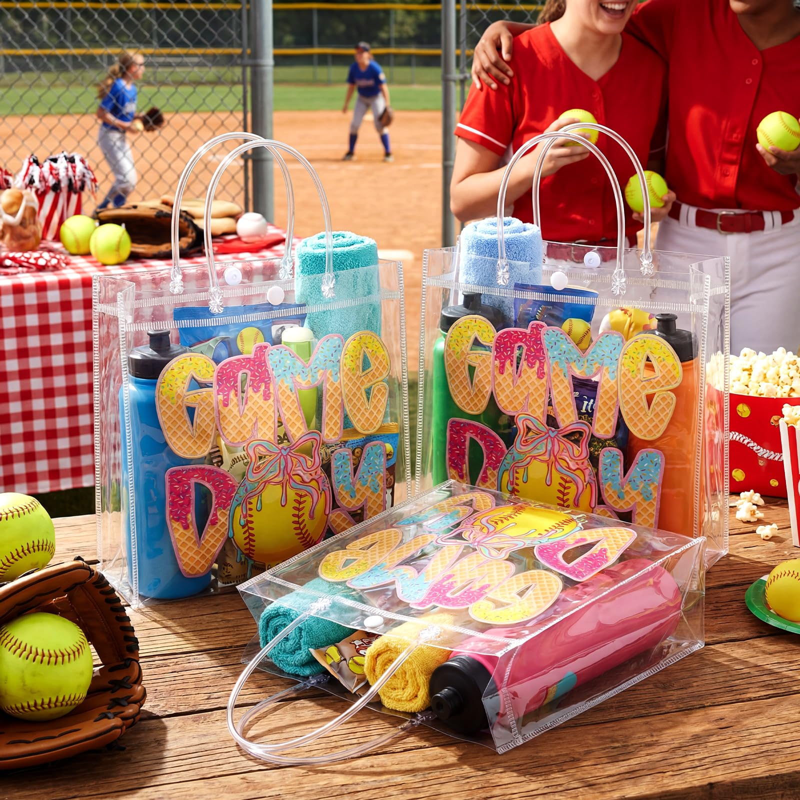 Wesnoy softball goodie bags clear handles support simple transport at parties