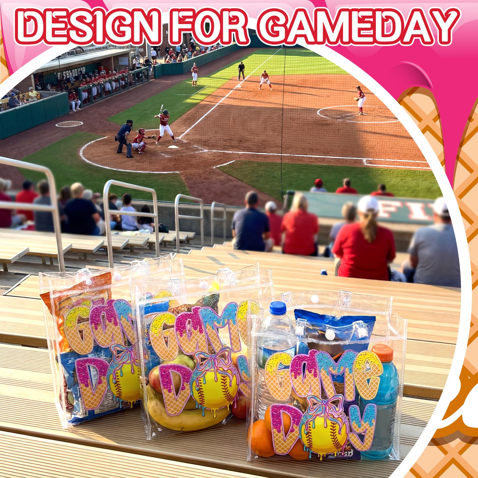 Wesnoy softball goodie bags wipe-clean surface keeps supplies neat after snacks