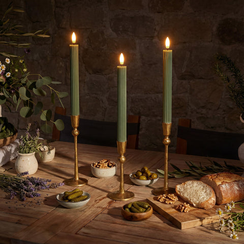 West Ivory 10-inch loden-green flameless candle dimmable and safe