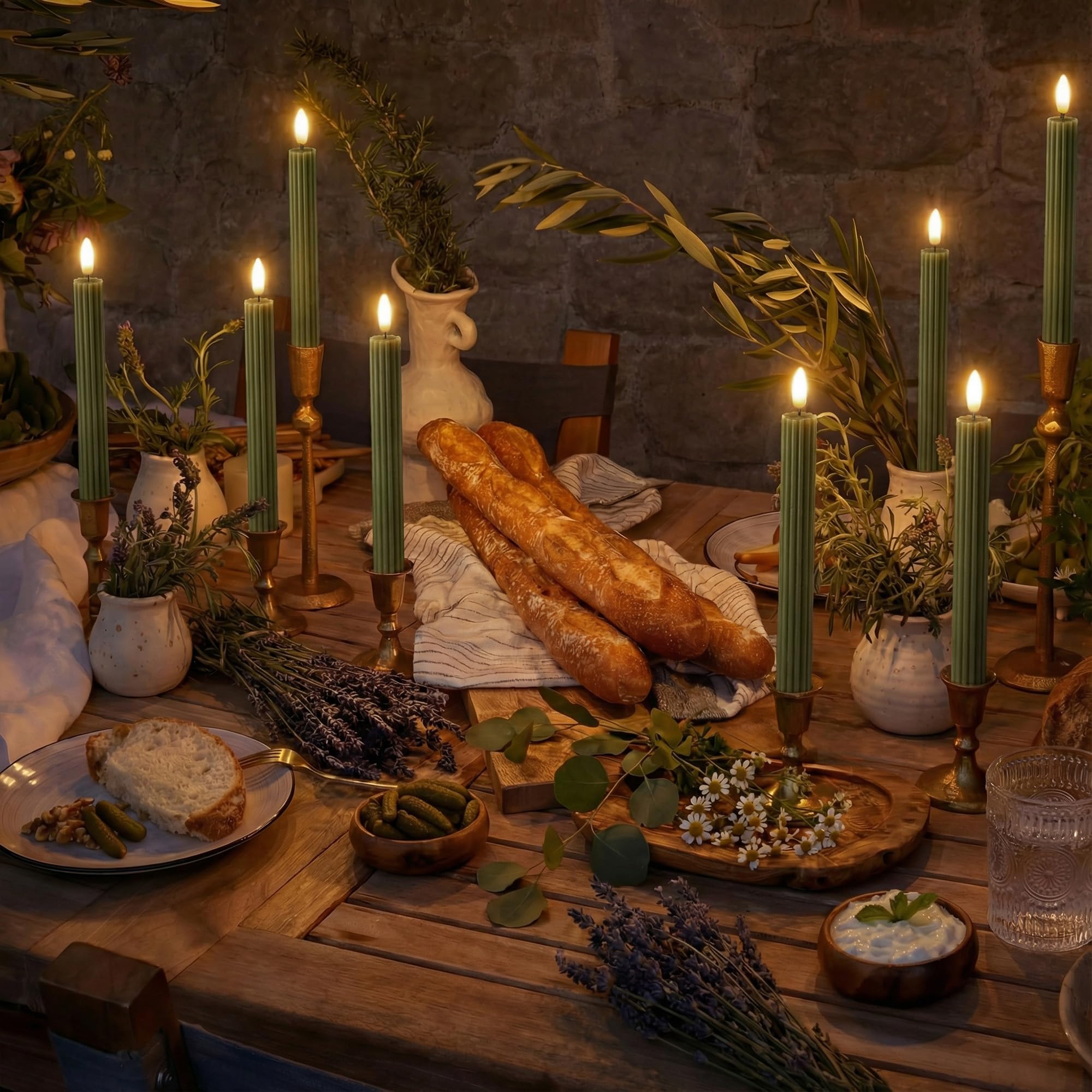 West Ivory unscented LED taper candle suitable for dining rooms